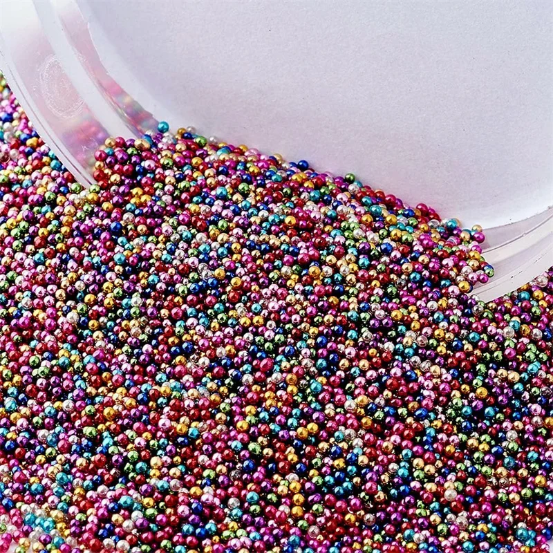 10g/lot 0.8 3mm Mix Size Metal Color Glass Beads Bubble Bead Filler For Nail Art Silicone Resin