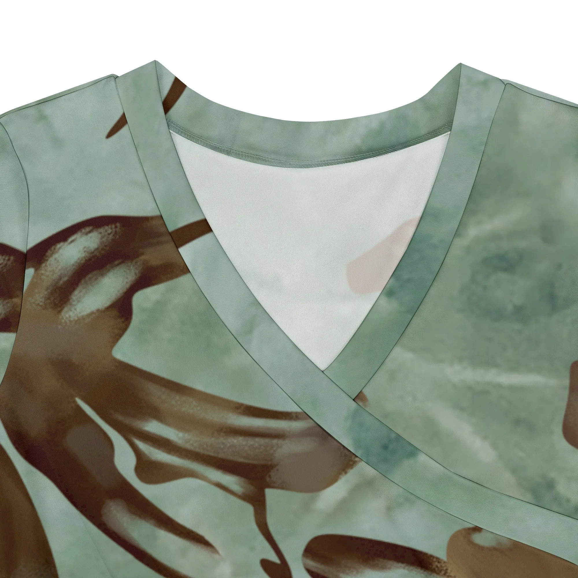 Damen-Maxikleid mit 3/4-Ärmeln, V-Ausschnitt, Damen, mit Tasche und Bel, langes Kleid, modisch, bedruckt, geteilter Saum, Club, Party, lässig, Urlaub – Detail 11