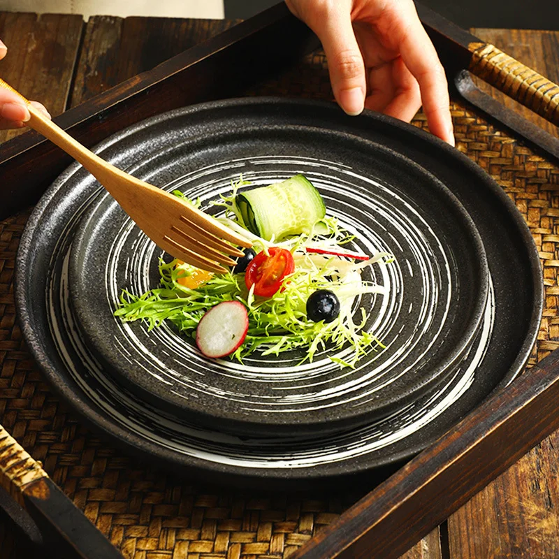 Steak plate home ceramic western food Italian plate Japanese sushi breakfast dessert creative pizza