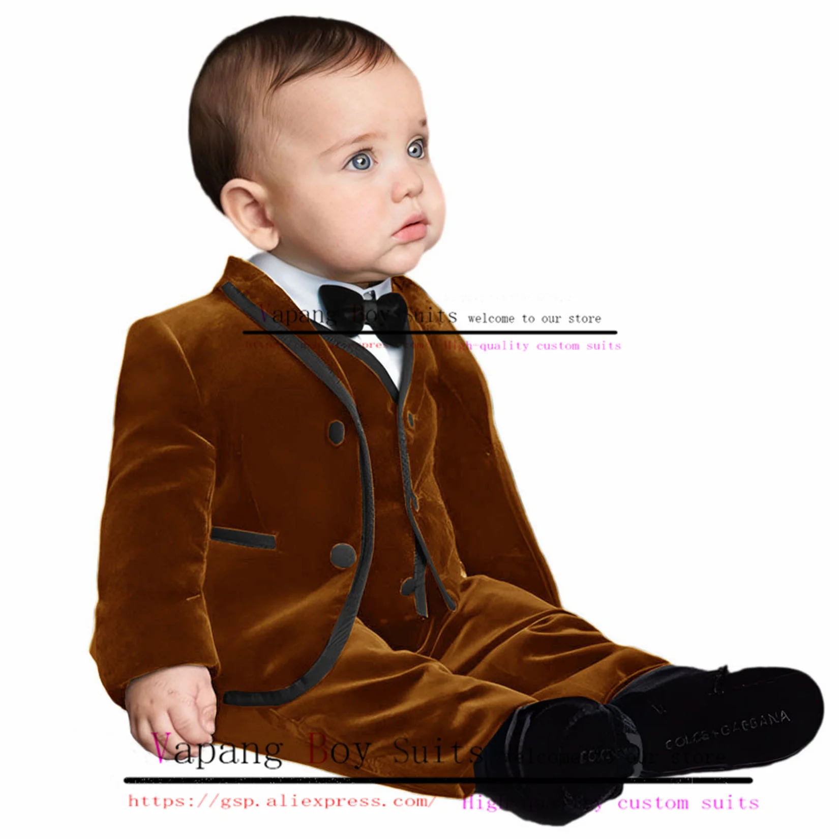 Traje de terciopelo de 3 piezas para niños, chaqueta cálida, pantalones, chaleco, moda informal de boda de esmoquin, Blazer personalizado, ropa de invierno