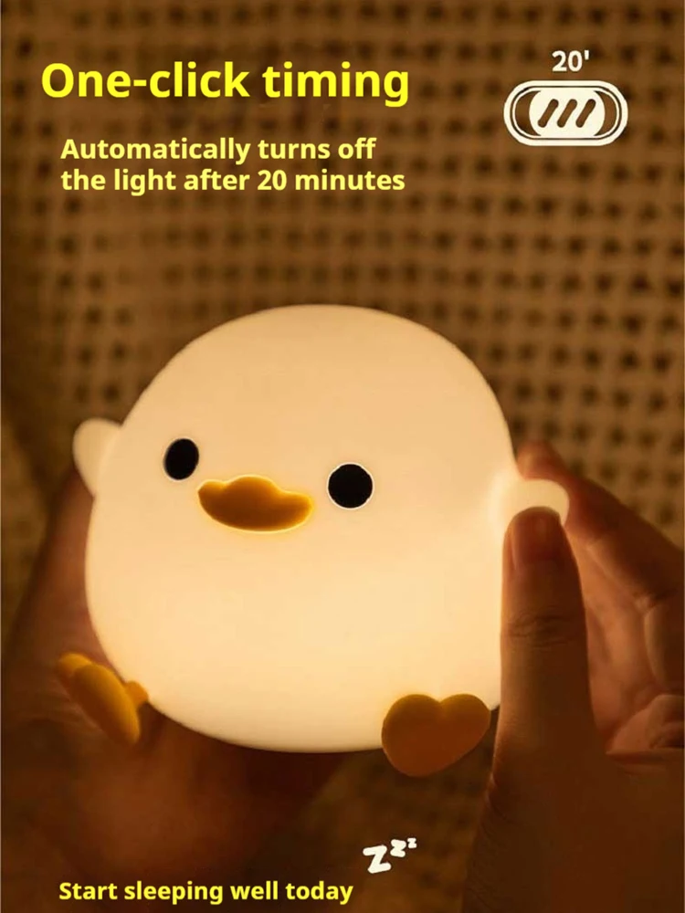 Description Picture 4 of itemDoudou Duck Silicone Night Light Children's Gift Soft Light USB Rechargeable Dimming Touch Lamp Sleeping Animal Decor Gift Lamp