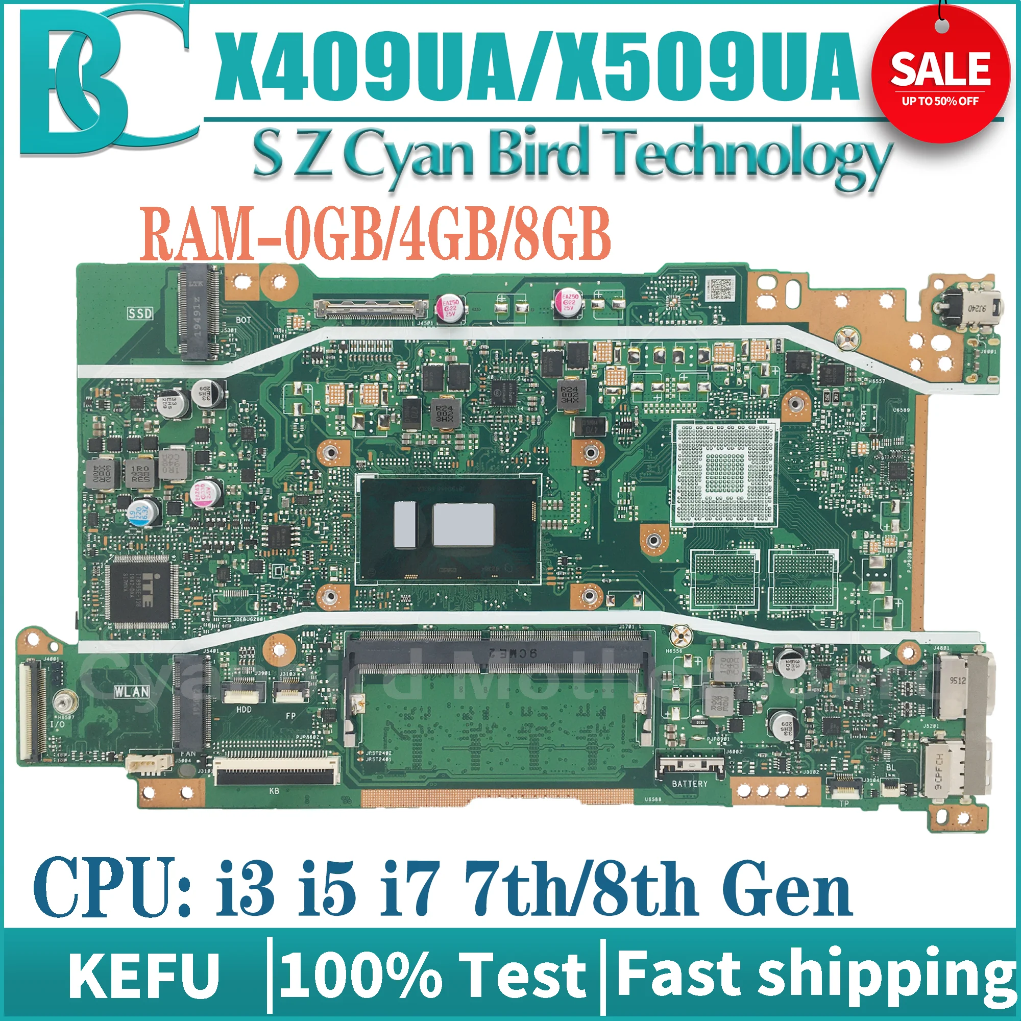 Материнская плата ASUS X409UB X409UA X509UA X509UB A409U A509U F409U F509U X409UJ X509UJ материнская плата для ноутбука i3 i5 i7 0 ГБ/4 ГБ/8 ГБ