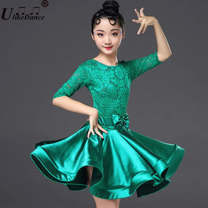 1pcs/lot Kids Child Girls Latin Dance Dress Floral Latin Dance dress Sexy Salsa Costume Ballroom Tango Dresses