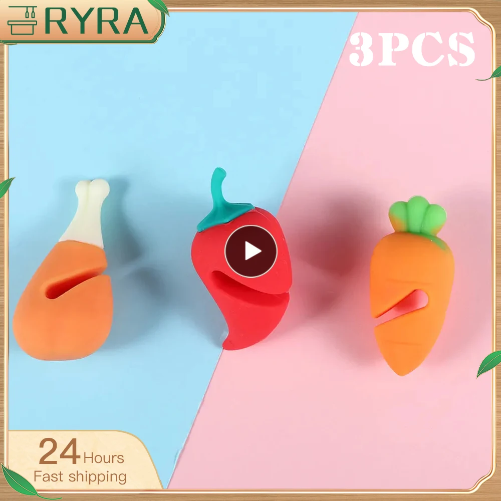 Silicone Carrot Design Spill-proof Pot Lid Rack Holder Creative Overflow Stoppers Cover Lifter Kitchen Accessories Tools 3pcs