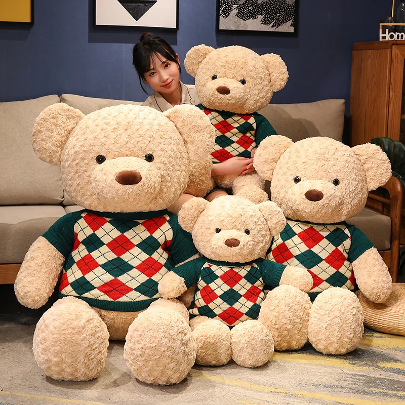 

Cute Sweater Teddy Bear Doll Stuffed Animals Cartoon Bear Plush Toy Baby Comfort Dolls Kawaii Sleeping Pillow Cushion Girl Gift