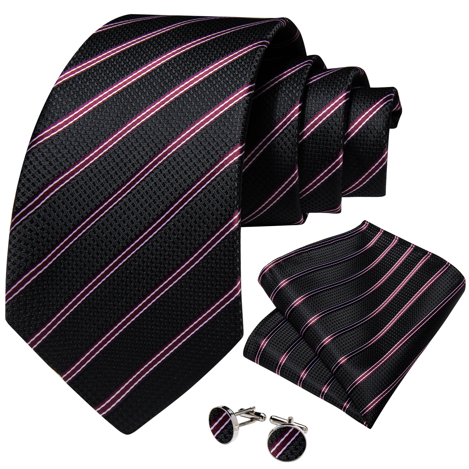 2023 New Black Red Striped Silk Ties for Men Formal Business Wedding