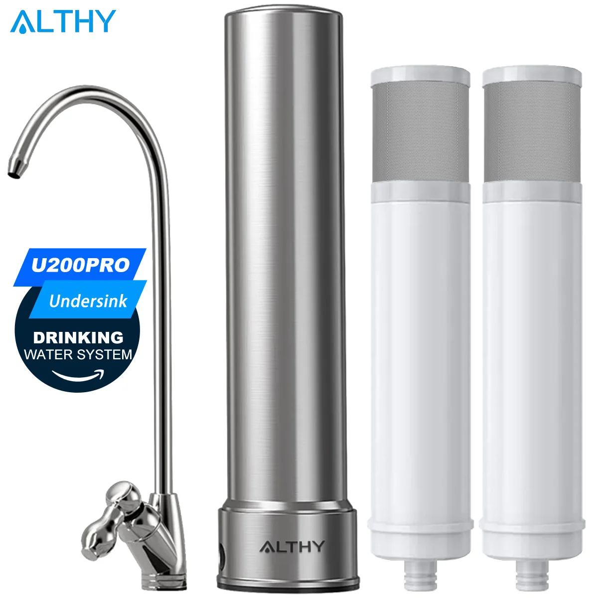 ALTHY U200PRO Kitchen Under Sink Drinking Water Filter Purifier 5 in 1 Stainless Steel 0 01um