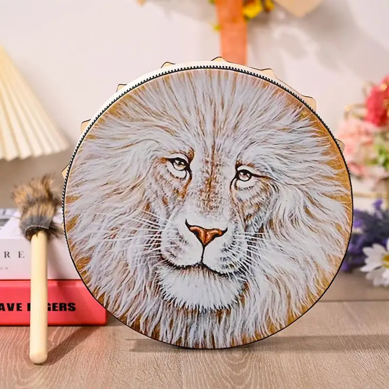 Shamanic Hand Drum Lion Totem With Mallet Siberian Spiritual Instrument For Meditation Yoga