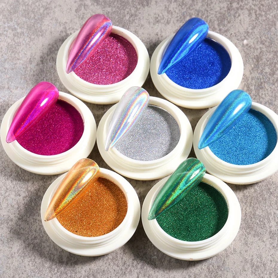 Nail Powder Nail Glitter Nail Pigment Nail Decoration Nail Decorations Holographic Nail Powder Laser Glitter Chrome Pigment Rubbing Dust Mirror Design Nail Polish Decor Charm Nails Accessories Flash