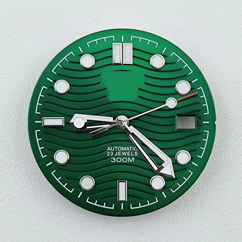 NH35 다이얼 S 다이얼 남성용 시계 다이얼, 31mm 다이얼, 파란색 발광 다이얼, NH35 NH36 무브먼트 시계 액세서리에 적합