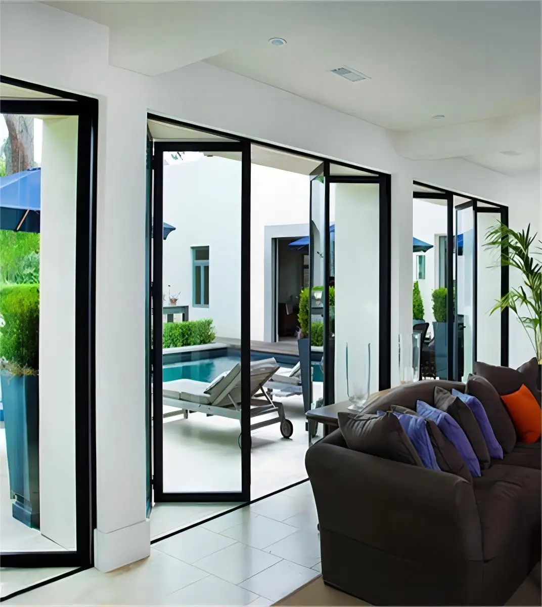 Exterior Doors for Home Thermal Break Aluminum Door Bifold Patio Folding Glass Doors Anti-pinch Hand Accordion
