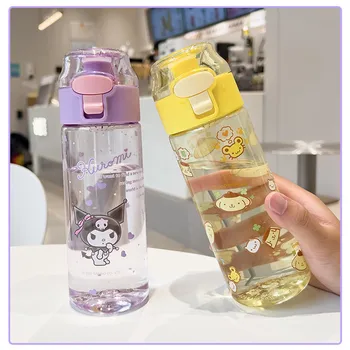 550ml Kawaii Sanrio Water Bottle Kuromi Cinnamoroll Cartoon Anime Glass Cup Sleeve Toys For Kids Kawaii Bottle Gift Water Cup 4