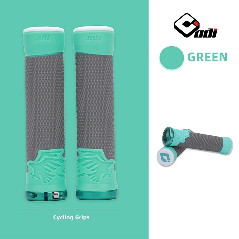 ODI MTB 자전거 실리콘 그립, 편안한 잠금 핸들 그립, CNC 알루미늄 잠금 링, 미끄럼 방지, 투톤 핸들 바 그립, 자전거 부품