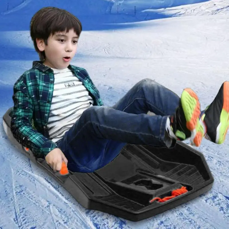 Snow Sled For Kids Toboggan Sleds Winter Snow Sledding Flexible Kids Toddler Toboggan Sled Built In Brake System Pull Rope
