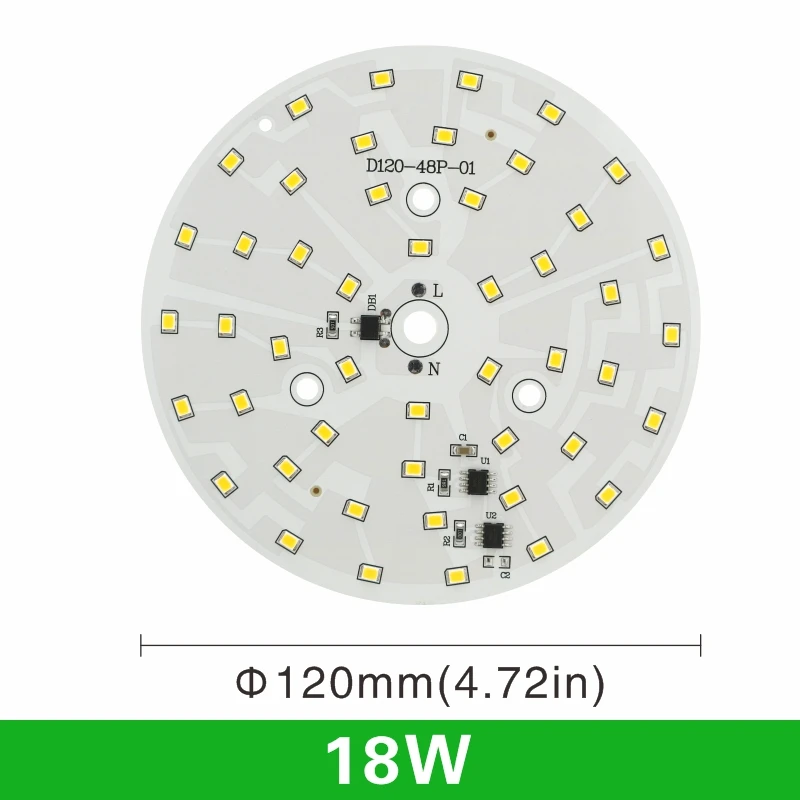 thumbnail image 1 of Chip de luz LED empotrada de 3 W, 5 W, 7 W, 9 W, 12 W, 15 W, 18 W, SMD 2835, cuentas de luz CA 220 V, bricolaje, para luz LED empotrada, foco de iluminación blanco frío/cálido, 1 of 5