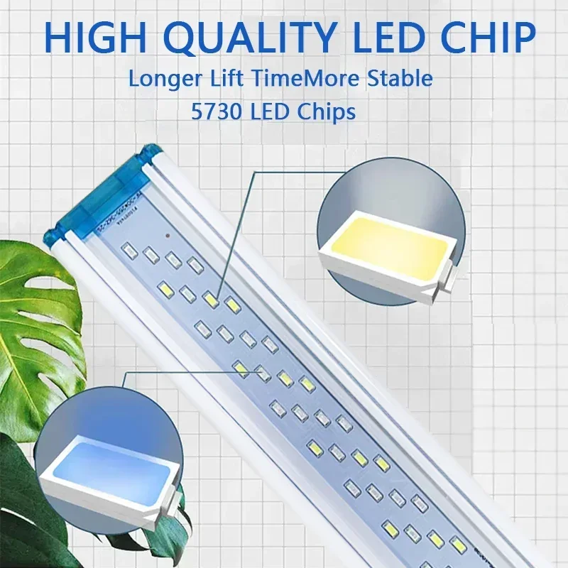 Aquarium Light 18/28/38/48/58CM Super Bright LED Aquarium Light For Aquatic Plant Fish Tank Extensible Waterproof Clip Lamp