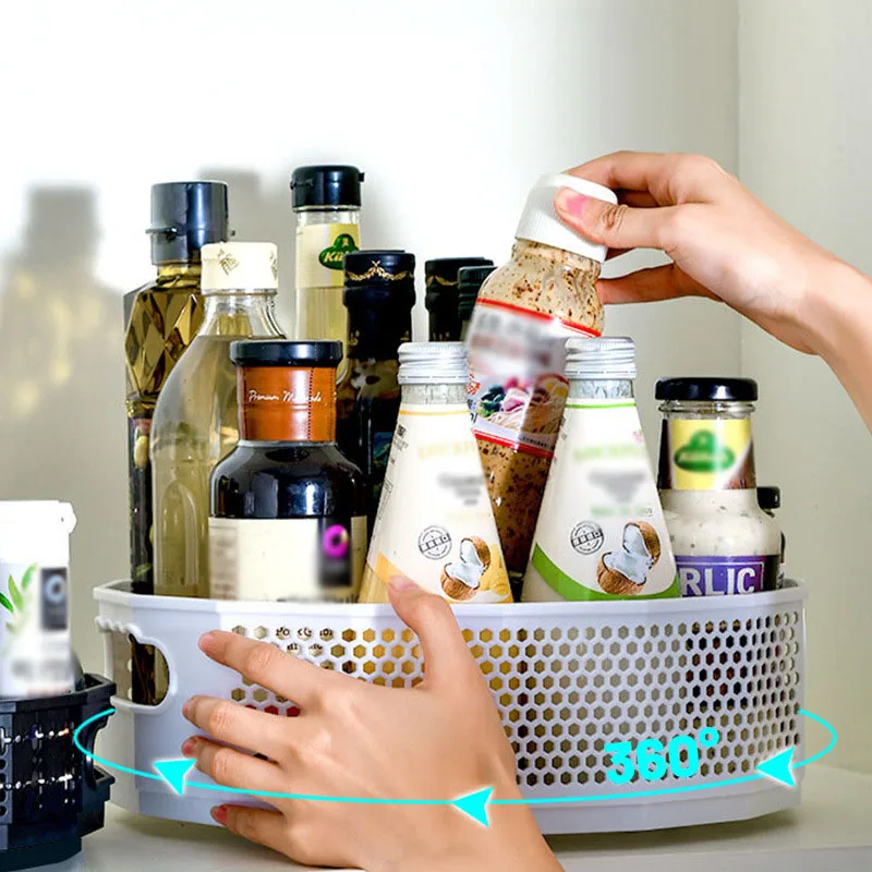 

Kitchen storage rack rotating seasoning rack household kitchen supplies storage and organizing desktop cosmetics turntable