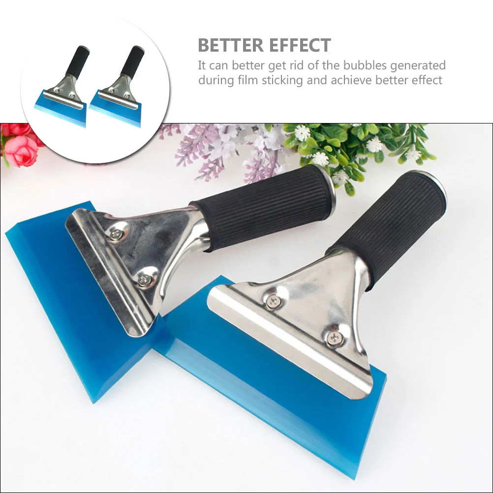 Rubber Scraper Car Film Sticker Tool Snow Scraper Razor Blade Glass Cleaner Automotive Accessories Stainless Steel Handle 2pcs