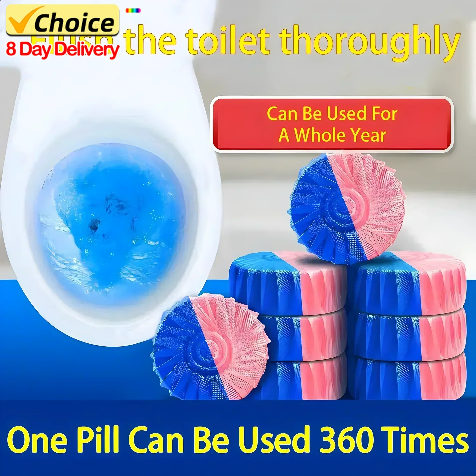 Toilet Cleaner Bowl Drain Tank Rose Fragrance Tablet Freshener Deodorization Stain Remover House Bathroom