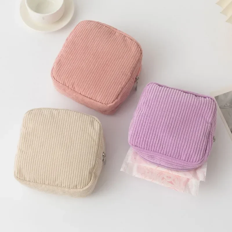 Mini Cosmetic Storage Pouch Women Corduroy Ins Fashion Makeup Lipstick Sanitary Napkins Travel Organizer Bags Small Pouch 5