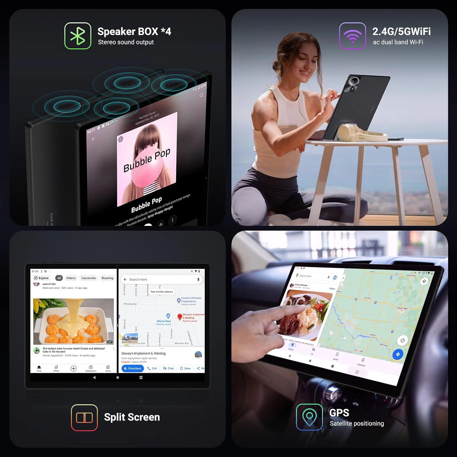 Global Firmware 14 Inch Big Screen Eyes-Protect Android 14 Tablet PC 16+512GB 4G Phone Call Google A-GPS 5G WIFI tablet Kids Pad 6
