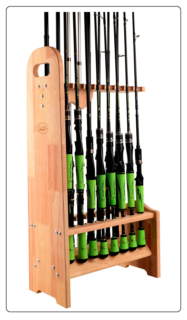 Vertical 16 Hole Rack Fishing Pole Holder Rod Holders Solid Wood Display  Shelf Bracket Stand Fishing Rod Storage Tool - Fishing Tools - AliExpress