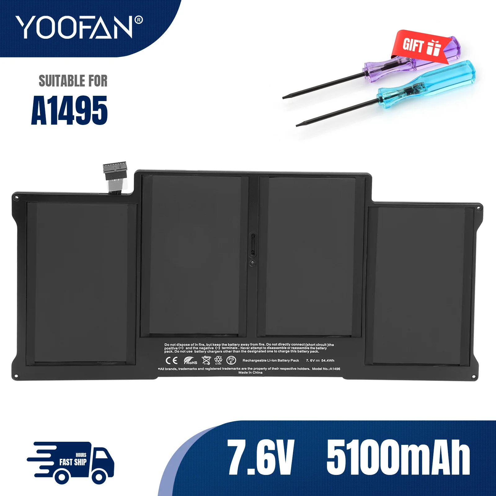 

YOOFAN A1495 Laptop Battery For Apple MacBook Air 11" A1465 (2013 2014 2015) MD711LL/A MD711/A MD712/A MD711/B 020-8084-A