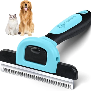 Pet Grooming Brush-Double Sided Shedding and Dematting Undercoat Rake Comb for Dogs and Cats Grooming and Care Deshedding Tool