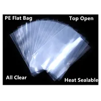 500Pcs Food Grade Clear PE Flat Bags - Waterproof Poly Plastic Lining Pack Pouch Towel Household Package Heat Seal Toys Pack-bag 1