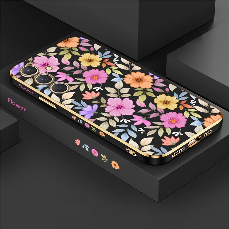 Elegant Plating Flower Shockproof Silicone Phone Case