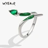 WYEAIIR Green Shiny Zircon Slytherin Snake INS 925 Sterling Silver Resizable Opening Ring For Women Luxury Jewelry 1