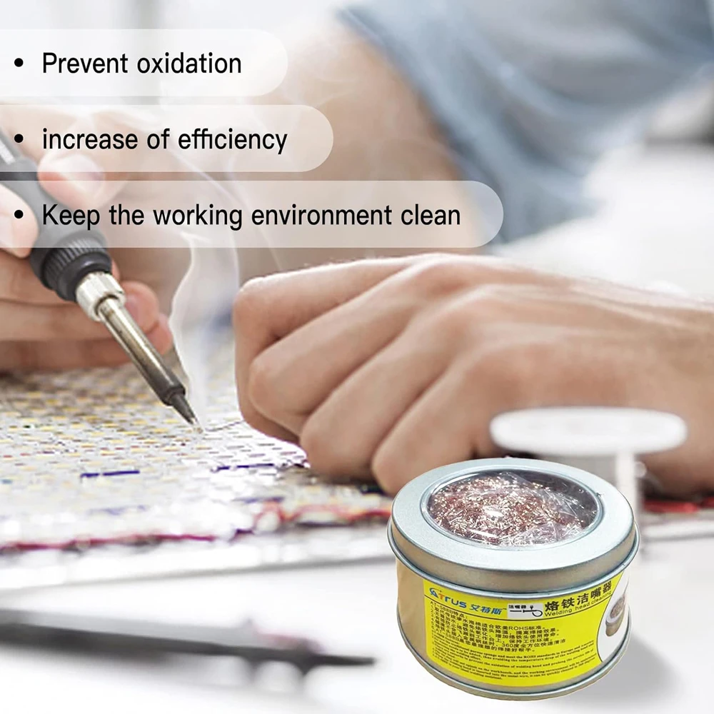 Soldering Iron Tip Cleaner Desoldering Cleaning Ball Welding Soldering Iron Mesh Filter Metal Wire Stand Steel Ball Tin Remover 3
