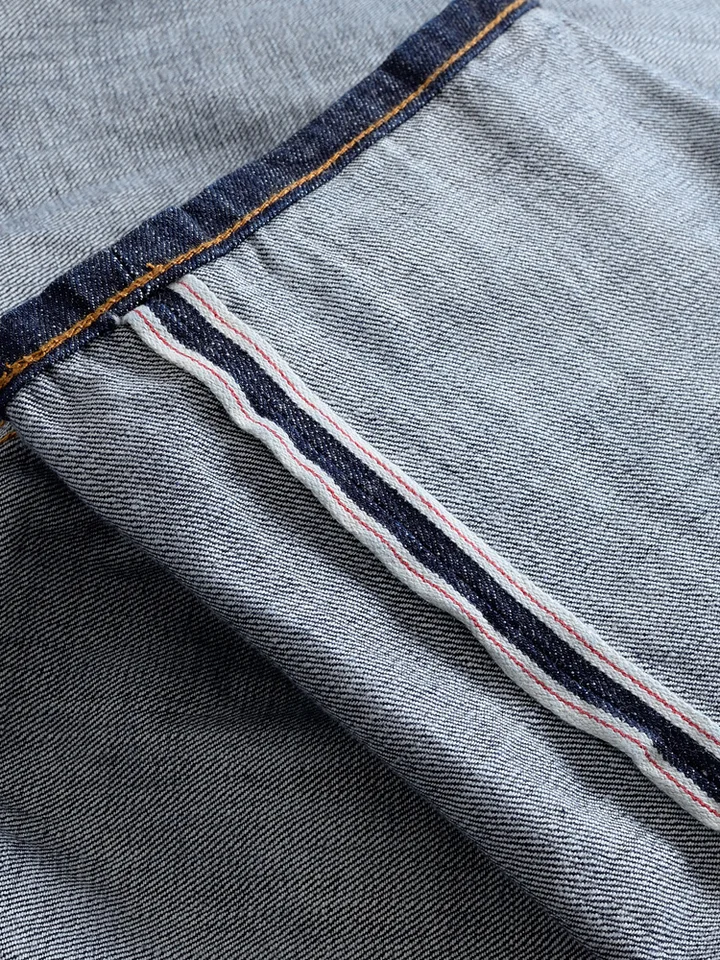 メンズ向け16オンスヘビーウェイトレッドセルビッジデニムジーンズ、高