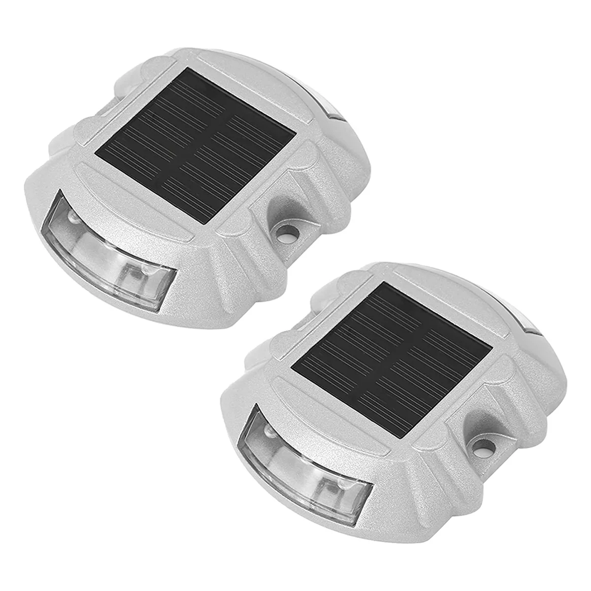 

Reusable Solar Road, 2Pcs 6 LED Stud Lights Ground Garden Lawn Path Deck Dock White Warning Lights(2Pcs)