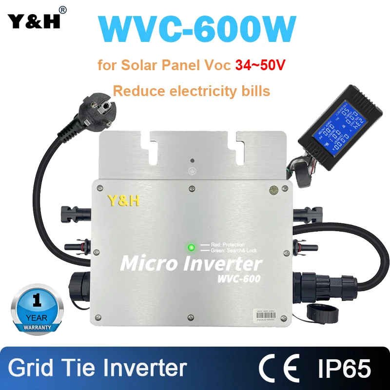 600W 1200W 24V/36V Waterproof Grid Tie Inverter MC4 Quick Connector For outdoor 