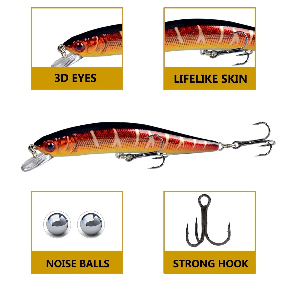 1 Pc Minnow Fishing Lure 10cm 8.5g Floating Wobblers Tackle Laser Hard Bait 3D Eyes Artificial Crankbait for Bass Pike Swimbait