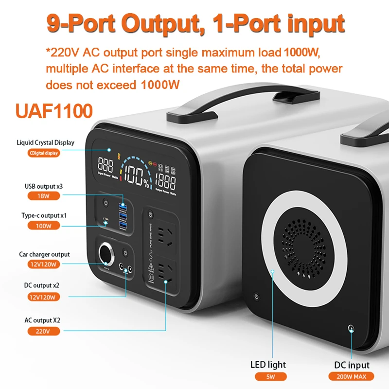 1000W Portable Power Station 992Wh LifePo4 Battery Powerful Power Bank Solar Powered Fountain Batteries Charging Station portable power station