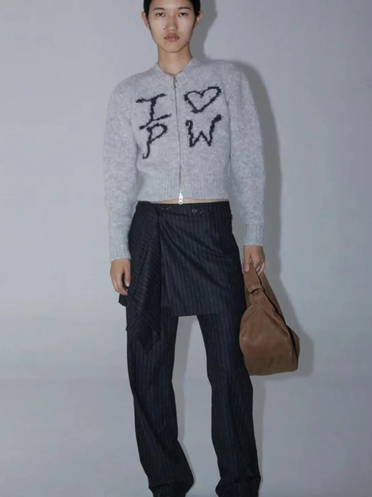 Paloma Women's Wool Blend Knitted Zipper Open Cardigan Sweater Letter Pattern Long Sve Warm Fing Faion Autumn Top