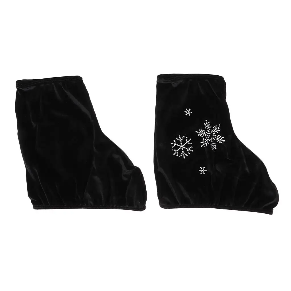 2 Pack Ice Skate Boot Covers - Roller Skating Wear Accessories - Performance Velvet , Black-S, as described