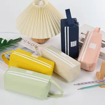 New Solid Large Capacity Pen Pencil Bag Storage Case Makeup Pouch Cute Stationery Office School Supplies