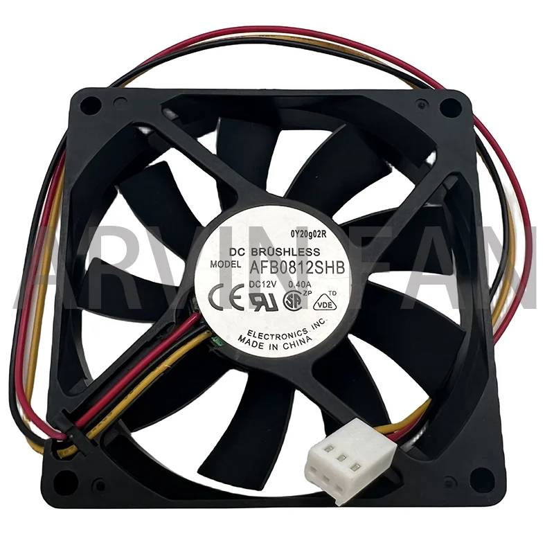

Brand New Original AFB0812SHB 8cm 80mm Fan 8015 12V 0.40A 3 Wire Double Ball Bearing Large Air Volume Cooling Fan