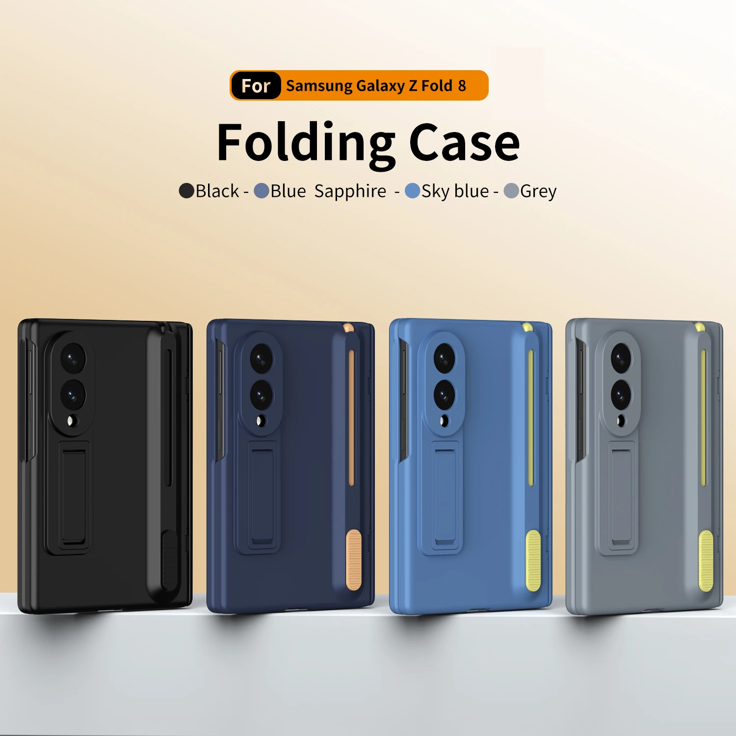 Foldable Phone Protective Case with Retractable Stylus, Built-in Kickstand & Screen Guard