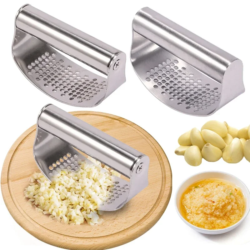 Hachoir-presse-ail et gingembre manuel en acier inoxydable, ustensile de cuisine à bascule._voghion.com