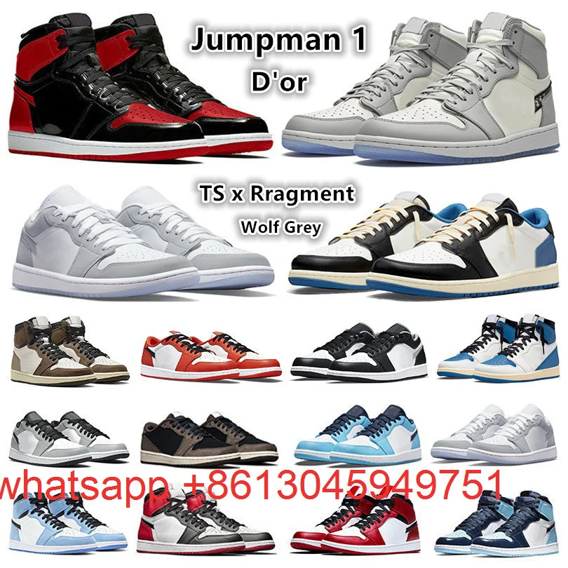 1 low mens Basketball Shoes 1s Travis TS x fragment Bred Patent Dark Reverse Mocha University Blue UNC Bio hack Bubble sneakers |
