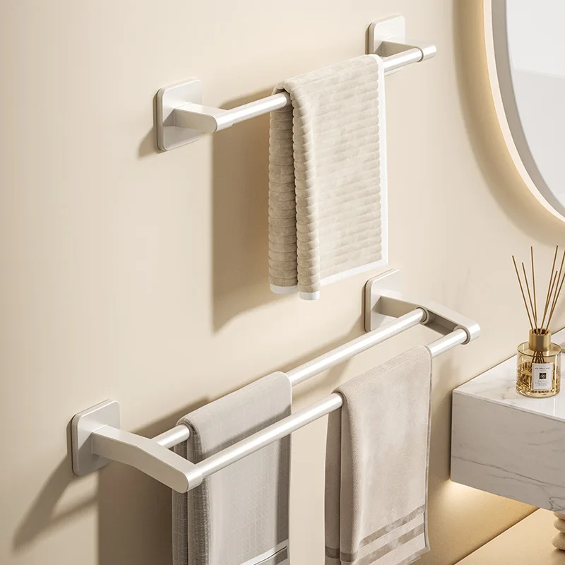 Bathroom towel rack Simple and stylish Suction cup without drilling Single bar towel rack Toilet