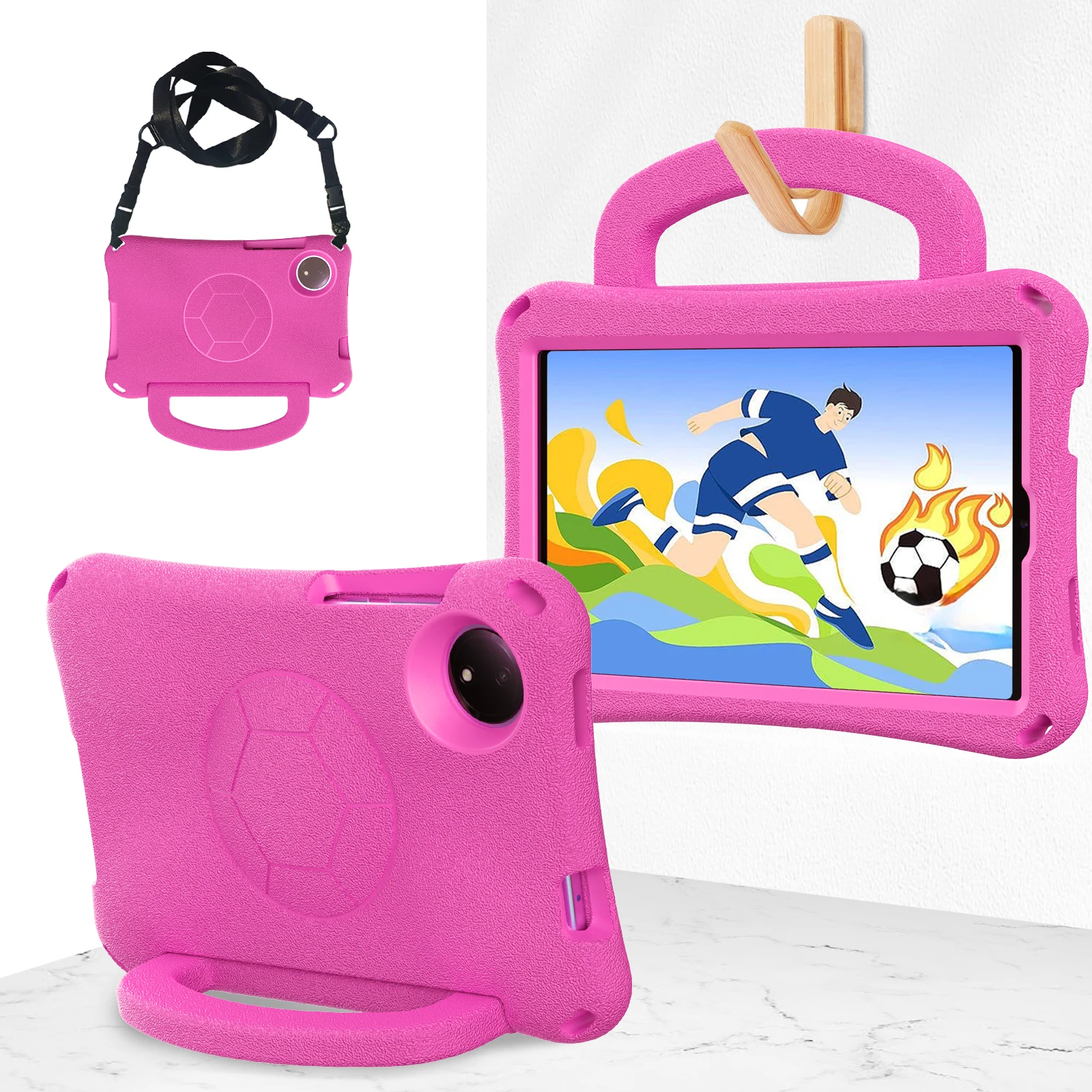 Durable EVA Football-Themed Tablet Stand Case, Rugged Protective Cover