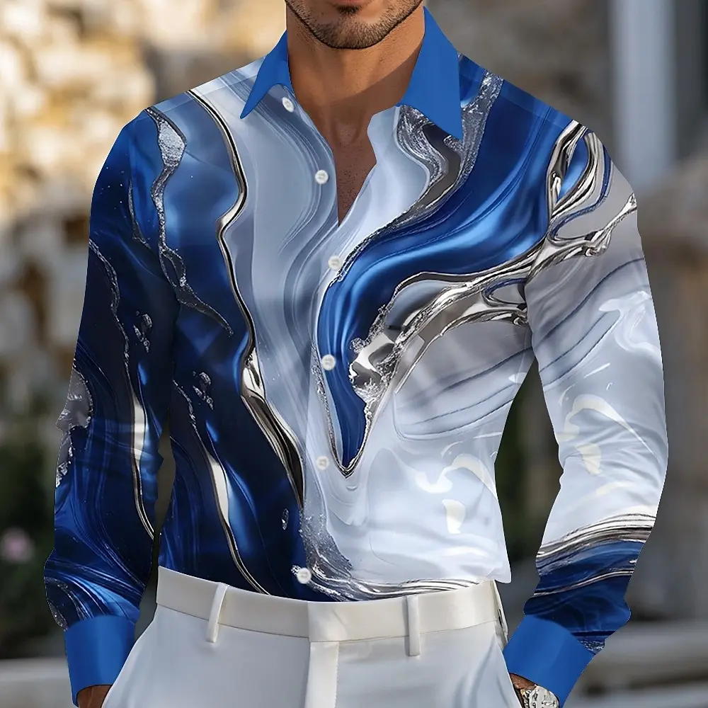 Men’s Marble Art Long Sleeve Shirt 1