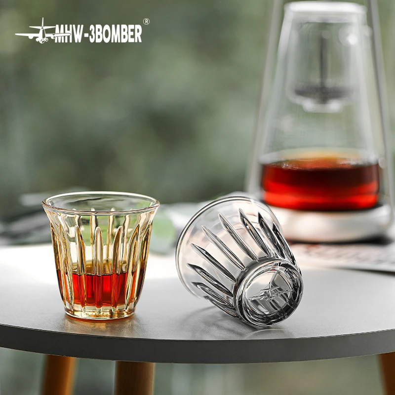160ml Espresso Cups Art Striped Anti-scald Latte Coffee Mugs Set Anti-slip Glass Cup for Coffee Lover
