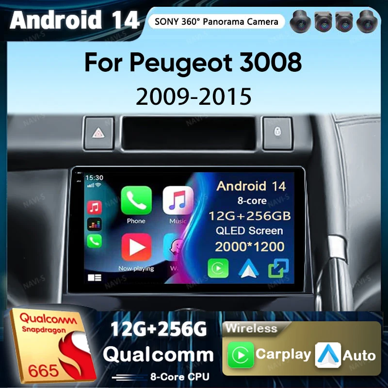 

Android 14 For Peugeot 3008 5008 208 2009-2015 Car Radio Multimedia Player Navigation GPS Head Unit DSP Carplay Auto Stereo 2Din