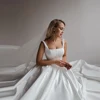 Simple Satin Women Wedding Dresses Sexy Backless A-Line Formal Party Sleeveless Floor Mopping Vestidos De Novias 2024 Customized 2